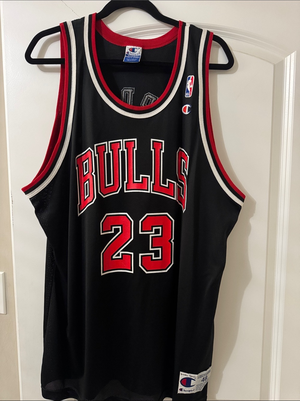Champion Black and Red Bulls #23 Basketball Jersey
